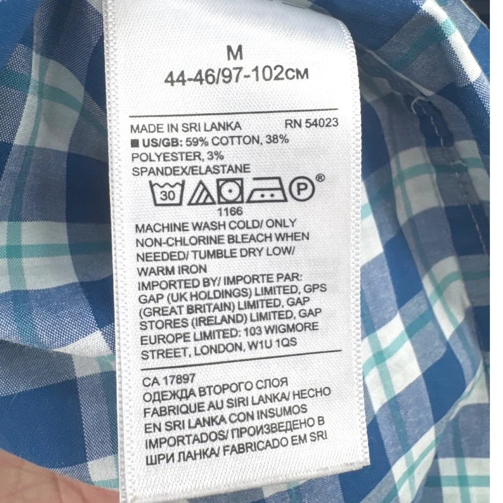Banana Republic Mens Button Down Shirt M Blue Gingham Slim Flex Tech Stretch